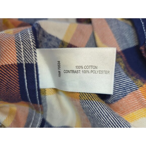 Orvis Mens Classic Fit Plaid Flannel Shirt Large Orange/Blue - Picture 6 of 7